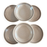 Lot de 6 assiettes creuses en grès signées sarreguemines - style vintage ru Lot de 6 assiettes creuses en grès signées sarreguemines - style vintage ru