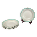 Lot de 6 assiettes creuses lunville modle  rgence  vert d'eau et 4 ligne