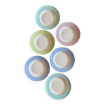 Lot de 6 assiettes creuses vintage, couleurs pastel et dtails dors