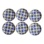 Lot 6 assiettes damier bleu blanche vintage