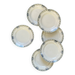 Lot de 6 assiettes dessert fa�ence ancienne saint amandinoise vintage