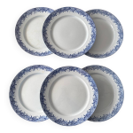 Lot de 6 assiettes mimosa sarreguemines fa�ence bleu ancienne