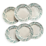 Lot de 6 assiettes plates anciennes terre de fer lilas longchamp xixe Lot de 6 assiettes plates anciennes terre de fer lilas longchamp xixe