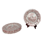 Lot de 6 assiettes plates anglaises, tons rouges