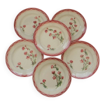 Lot de 6 assiettes plates en fa�ence digoin sarreguemines. mod�le aude.