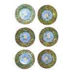 Lot de 6 assiettes plates gien �vasion d�cor floral feuillage vintage