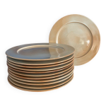 Lot de 6 assiettes plates vintage en gres de montgolfier - service de table en gres vintage - gres maille ...