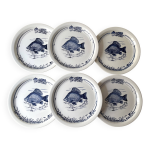 Lot de 6 assiettes  poisson gien france vintage, assiettes plates  dcor de pche