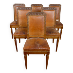 Lot de 6 chaises art déco en noyer sculpté, circa 1920 Lot de 6 chaises art déco en noyer sculpté, circa 1920