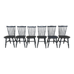 Lot 6 chaises baumann tacoma noires vintage annes 60