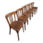 Lot de 6 chaises bistrot franaises vintage baumann assise en htre massif, annes 1930 design franais ...