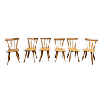 Lot de 6 chaises bistrot vintage bois teint chaleureux