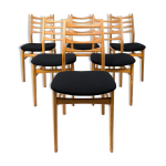 Lot de 6 chaises en bois du milieu du si�cle chaise de bar de design danois rev�tement noir vintage mcm ...