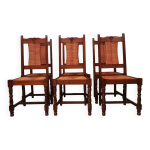 Lot de 6 chaises brutalistes dudouyt / courtray en chne et paille 1940