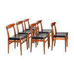 Lot de 6 chaises hans j. wegner w2 c. m. madsen annes 1950