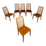 Lot de 6 chaises en hêtre massif vintage bois bicolore design annee 60 Lot de 6 chaises en hêtre massif vintage bois bicolore design annee 60
