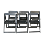 Lot de 6 chaises pliantes en bois, patine noire