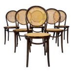 Lot de 6 chaises de salle  manger en bois courb et rotin zpm radomsko, annes 1970