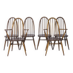Lot de 6 chaises de salle à manger ercol quaker windsor style britannique des années 1960 Lot de 6 chaises de salle à manger ercol quaker windsor style britannique des années 1960
