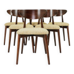 Lot de 6 chaises de salle  manger, htre clair, tissu  motifs verts