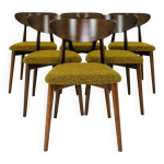 Lot de 6 chaises de salle à manger modernes en hêtre, bouclé jaune, bois foncé Lot de 6 chaises de salle à manger modernes en hêtre, bouclé jaune, bois foncé