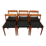 Lot de 6 chaises de salle � manger en teck, hw klein pour bramin