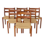 Lot de 6 chaises de salle � manger en teck niels otto moller, mod�le 84, 1976 cordon renouvel�