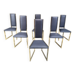 Lot de 6 chaises de salle  manger vintage en laiton - annes 1970