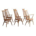 Lot de 6 chaises de salle  manger windsor en htre et orme par lucian erc