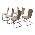 Lot de 6 chaisestecta wk 724 cantilever en mtal et osier crme annes 80