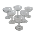 Lot de 6 coupes  champagne dpareilles en cristal 1930 - 1950