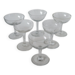 Lot de 6 coupes  champagne dpareilles en cristal 1930 - 1950