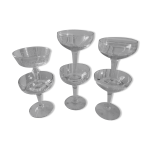 Lot de 6 coupes  champagne dpareilles en cristal annes 30 - 40