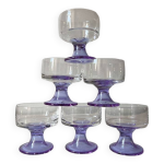 Lot de 6 coupes  champagnes pied mauve