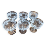 Lot de 6 coupes  champagne en verre vintage filigran grappe de raisin