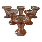 Lot de 6 coupes à glace vintage en verre rose Lot de 6 coupes à glace vintage en verre rose