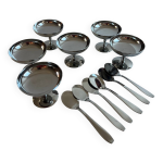 Lot de 6 coupelles en inox et cuillères d'origine Lot de 6 coupelles en inox et cuillères d'origine