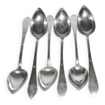 Lot de 6 cuillères anciennes en argent massif minerve 19e s. orfèvre kabel 90gr Lot de 6 cuillères anciennes en argent massif minerve 19e s. orfèvre kabel 90gr