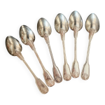 Lot de 6 cuillères à soupe en métal argenté christofle - vendôme coquillage Lot de 6 cuillères à soupe en métal argenté christofle - vendôme coquillage