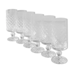 Lot 6 fltes  champagne, cristal de lorraine. motifs losanges / croisillons. haut 16 cm