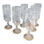 Lot de 6 flûtes à champagne décor gravé Lot de 6 flûtes à champagne décor gravé