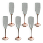 Lot de 6 fltes  champagne rosaline verre rose vintage