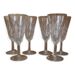 Lot de 6 fltes  champagne en verre de cristal de reims 1950