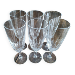 Lot de 6 fl�tes � champagne vintages en cristal cisel�