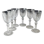 Lot 6 grands verres vin rouge. en cristal bohme. pointes diamant