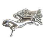 Lot de 6 porte - couteaux vintage en mtal argent motif chevaux