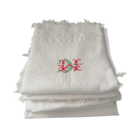 Lot de 6 serviettes toilette coton i nid d abeilles franges 1930 50 Lot de 6 serviettes toilette coton i nid d abeilles franges 1930 50
