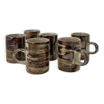 Lot de 6 tasses a café en céramique émaillée, travail vers 1970 Lot de 6 tasses a café en céramique émaillée, travail vers 1970