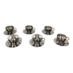 Lot de 6 tasses  caf vintage en inox , 1970