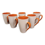 Lot de 6 tasses orange et blanches 10 cl parfait �tat